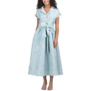 DALIA MACPHEE Short Sleeve Jacquard Floral Maxi Dress